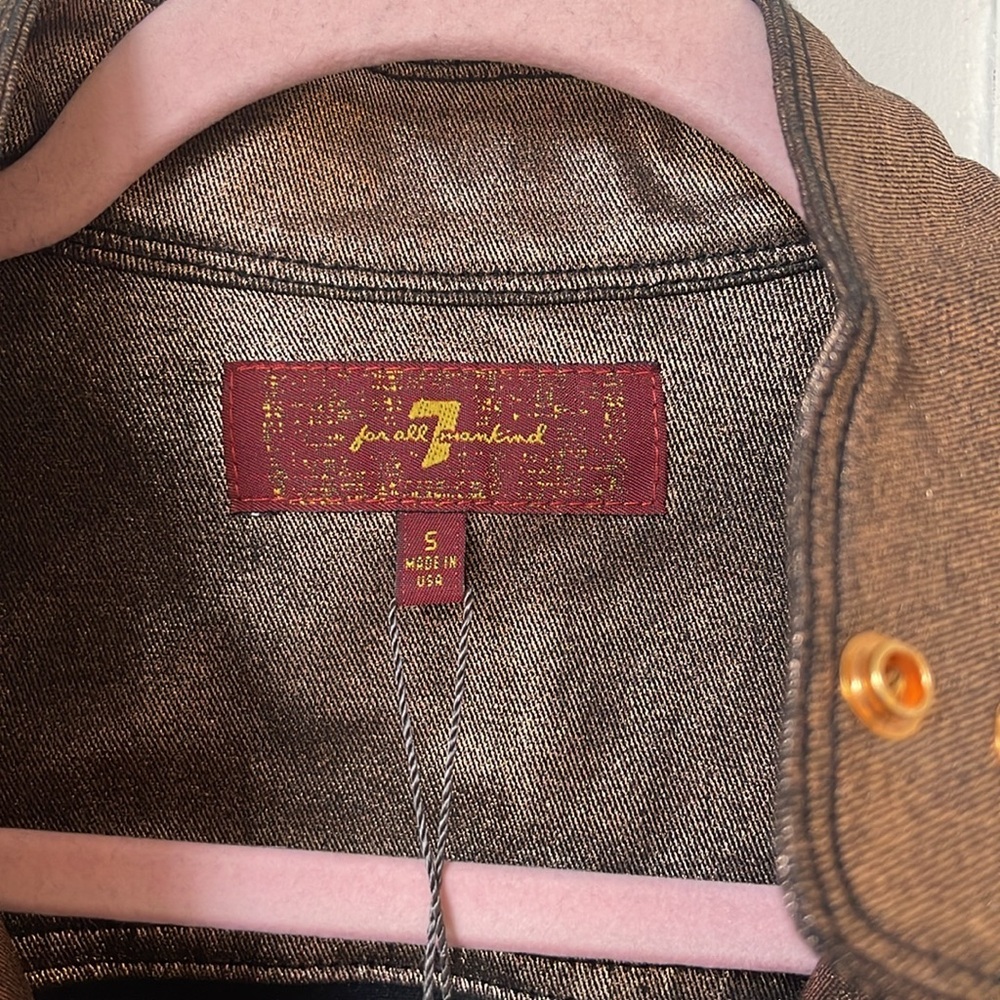 NWT Seven for all Mankind Gold Metallic Jean Motorcycle Jacket - Picture 3 of 9